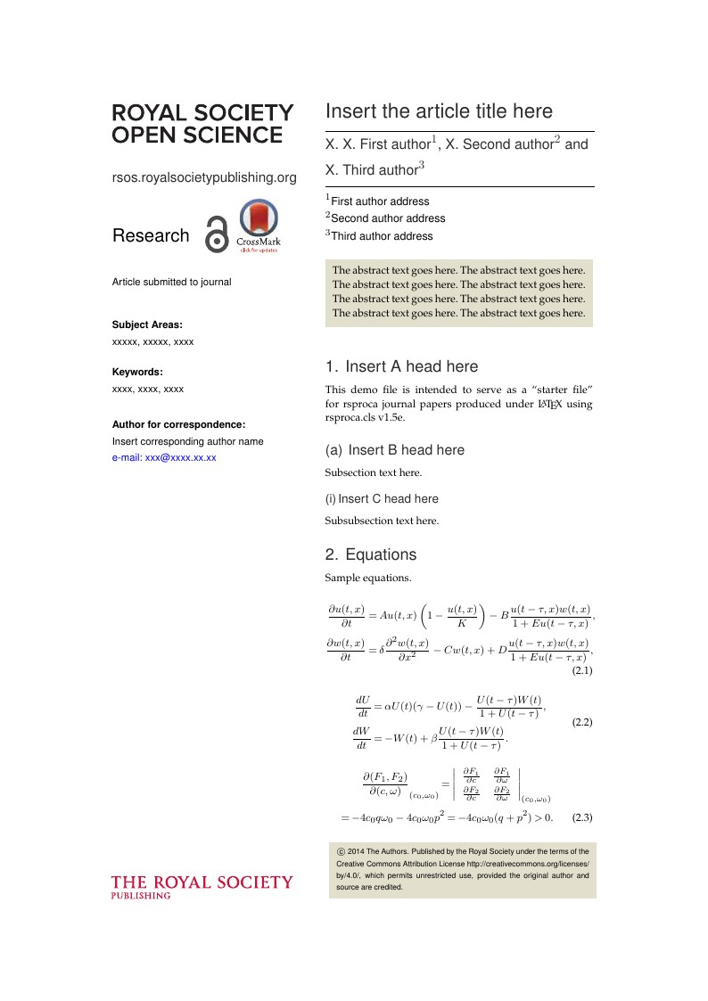 Royal Society Open Science Template