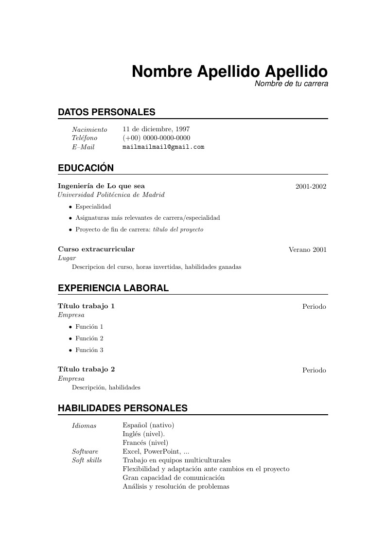Plantilla CV Español