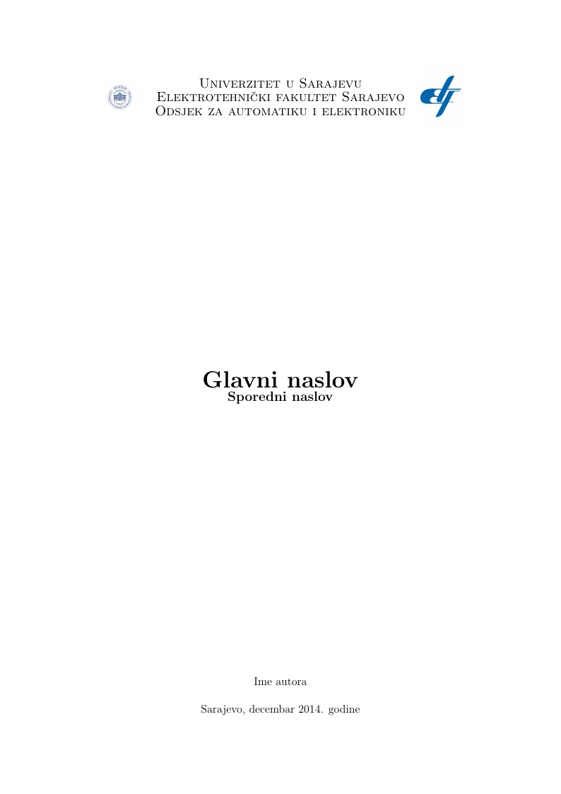Template za izvještaje - Elektrotehnički fakultet Sarajevo