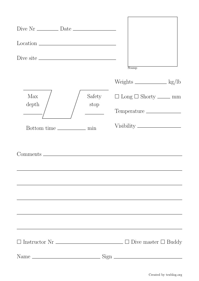 DIY Scuba Diving Log Book Template