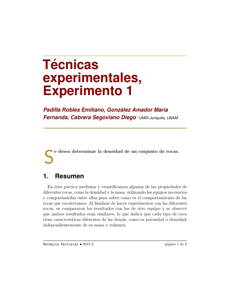 Técnicas experimentales, Experimento 1