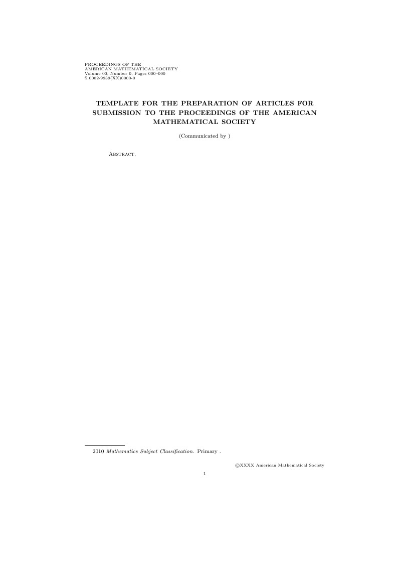 LaTeX Template for the Proceedings of the American Mathematical Society (PROC)