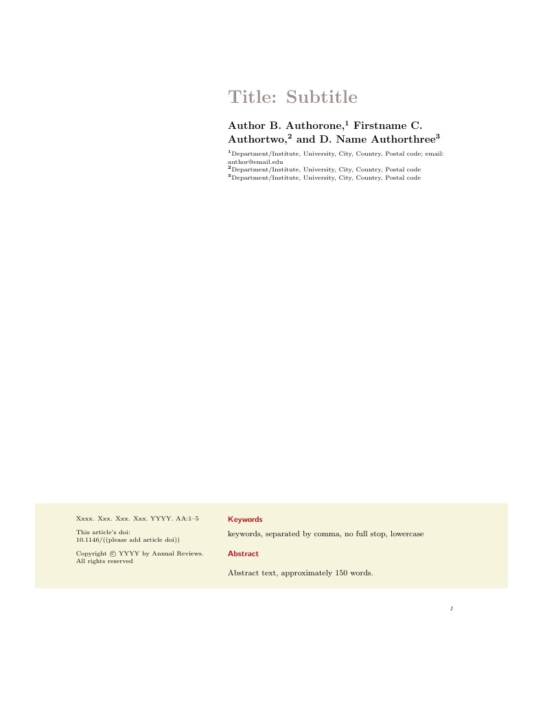 Annual Reviews "Style 2" Template (Astronomy and Astrophysics)