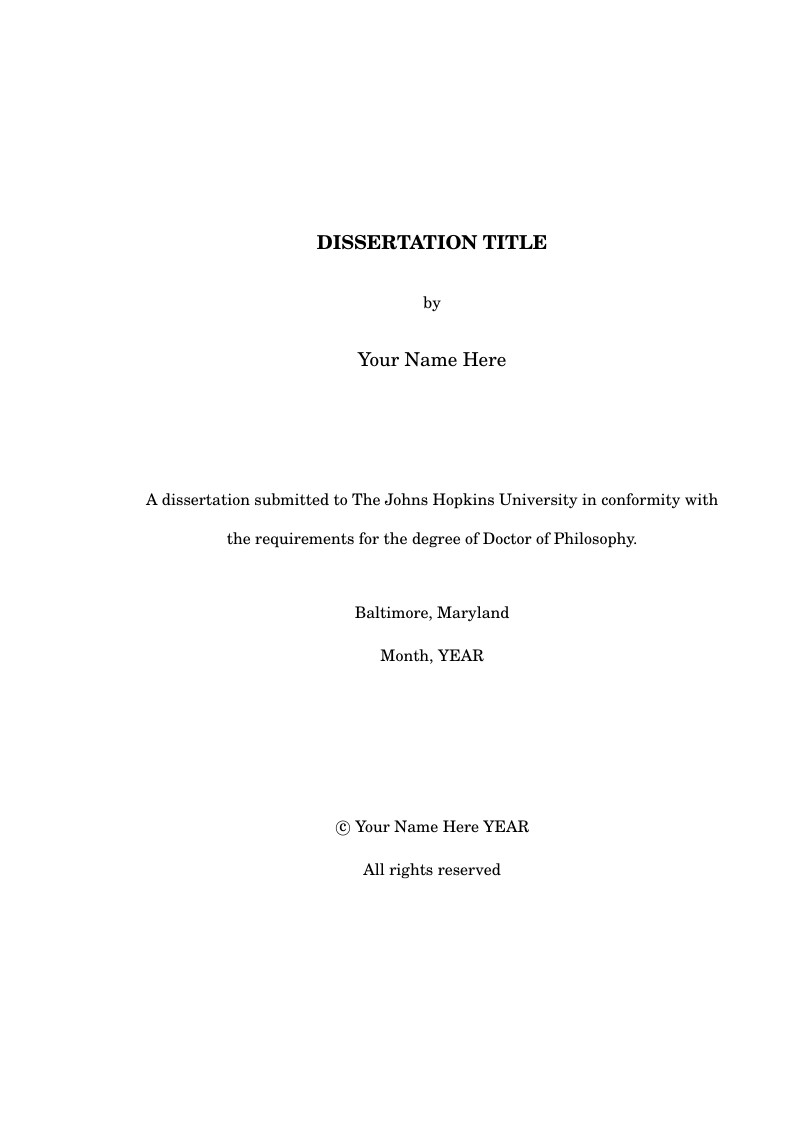 Johns Hopkins PhD Dissertation Template