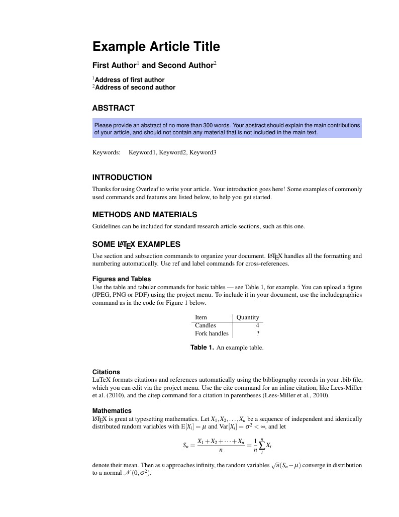 Basic Academic Journal Article Template