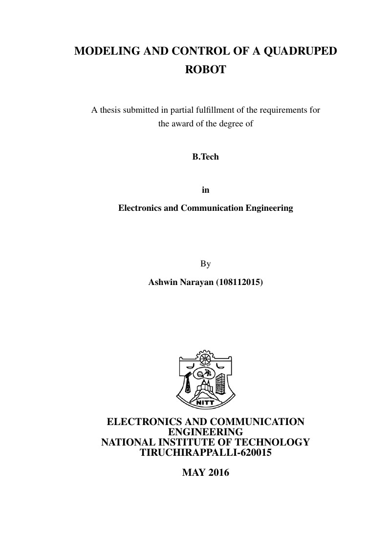 NIT Trichy Btech Thesis Template