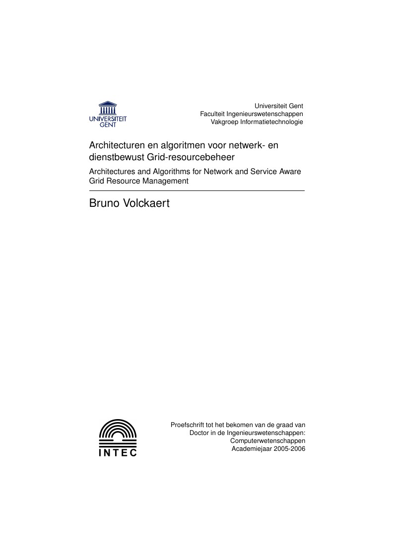 Bruno Volckaert's Universiteit Gent Doctoral Thesis Template