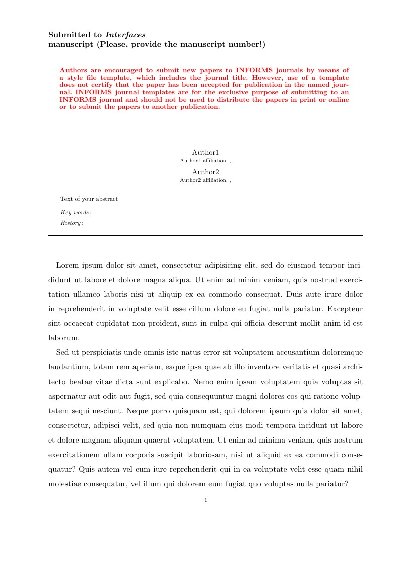 Template for Interfaces Journal