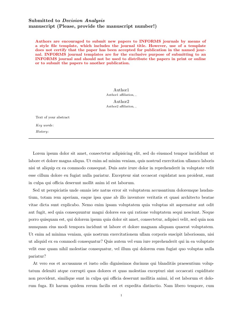 Template for Decision Analysis Journal