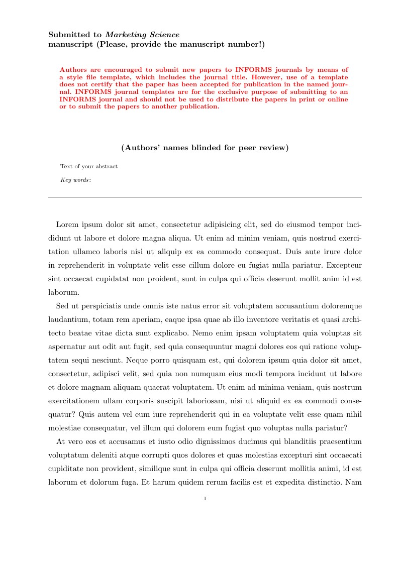 Template for Marketing Science