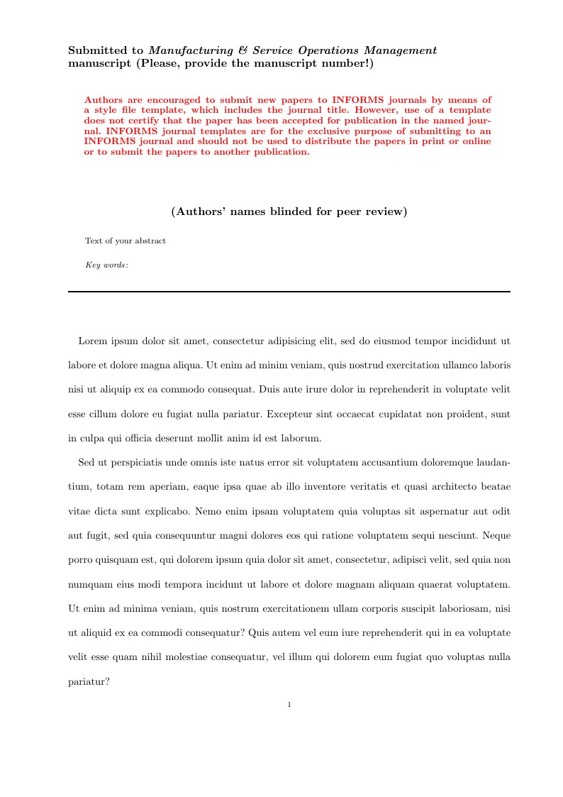 Template for Manufacturing & Service Operations Management