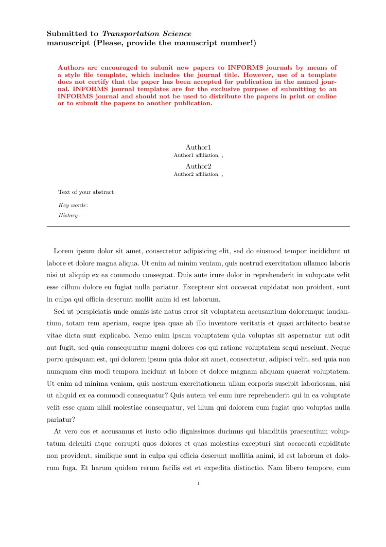 Template for Transportation Science