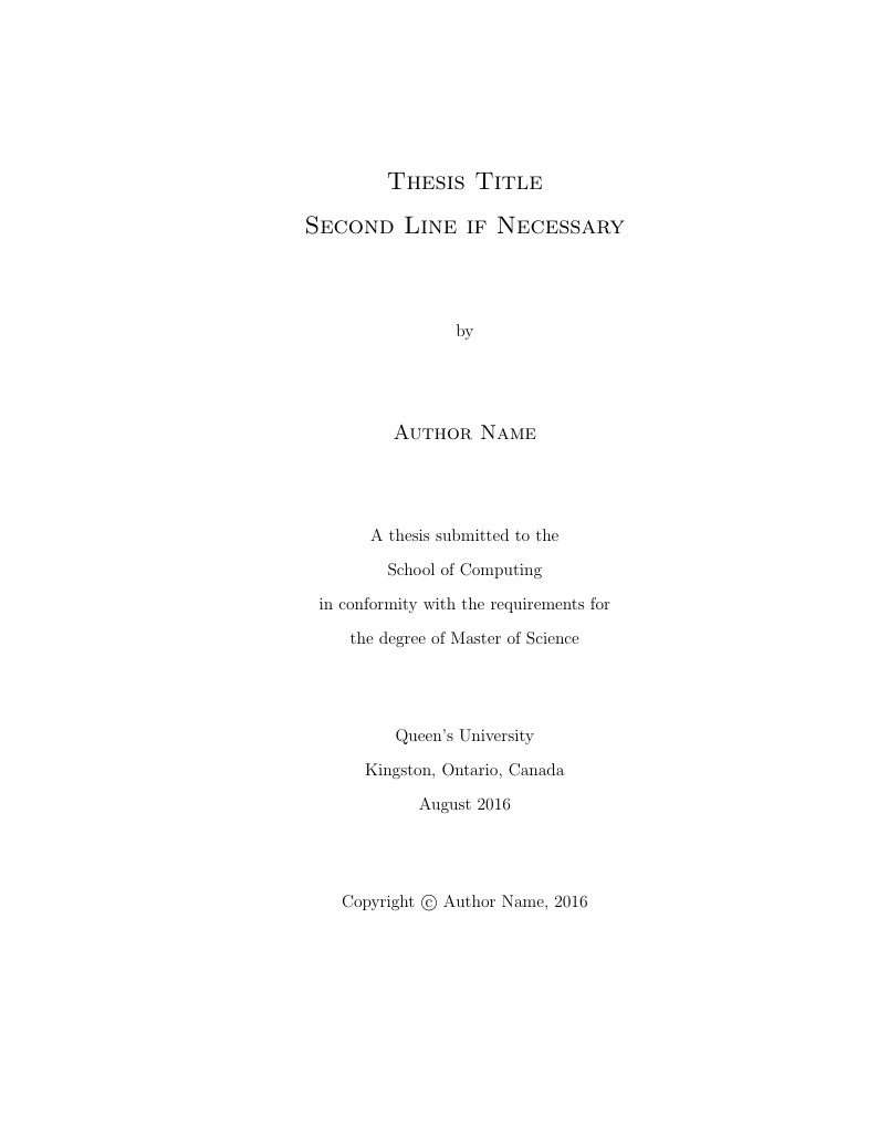 Queen's University, Canada Thesis Template