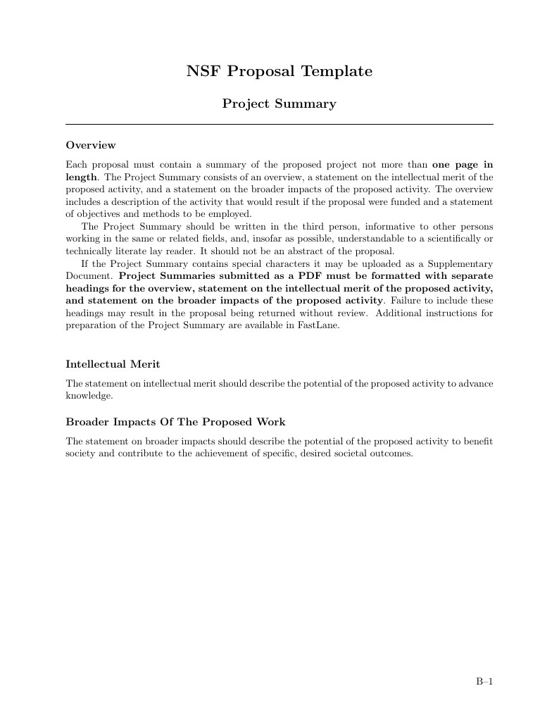 NSF Proposal Template