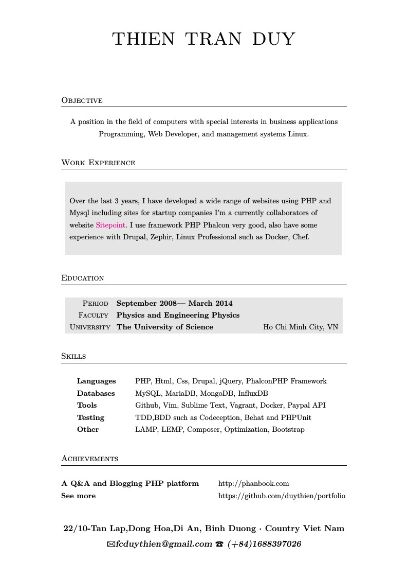 Thien Tran Duy's CV