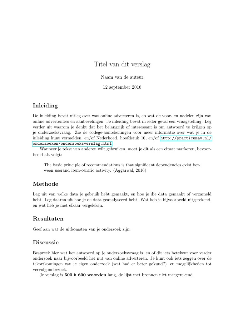 Template voor een onderzoeksverslag