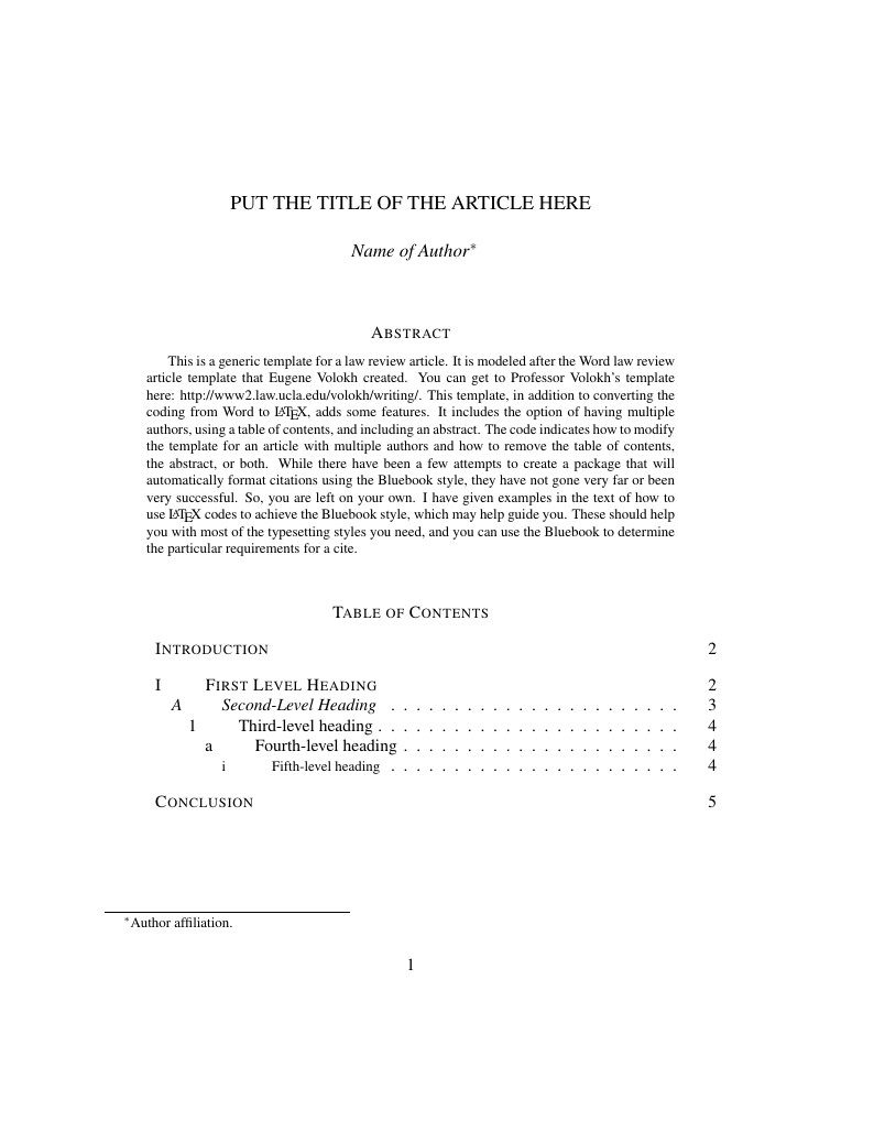 Generic Law Review Article Template