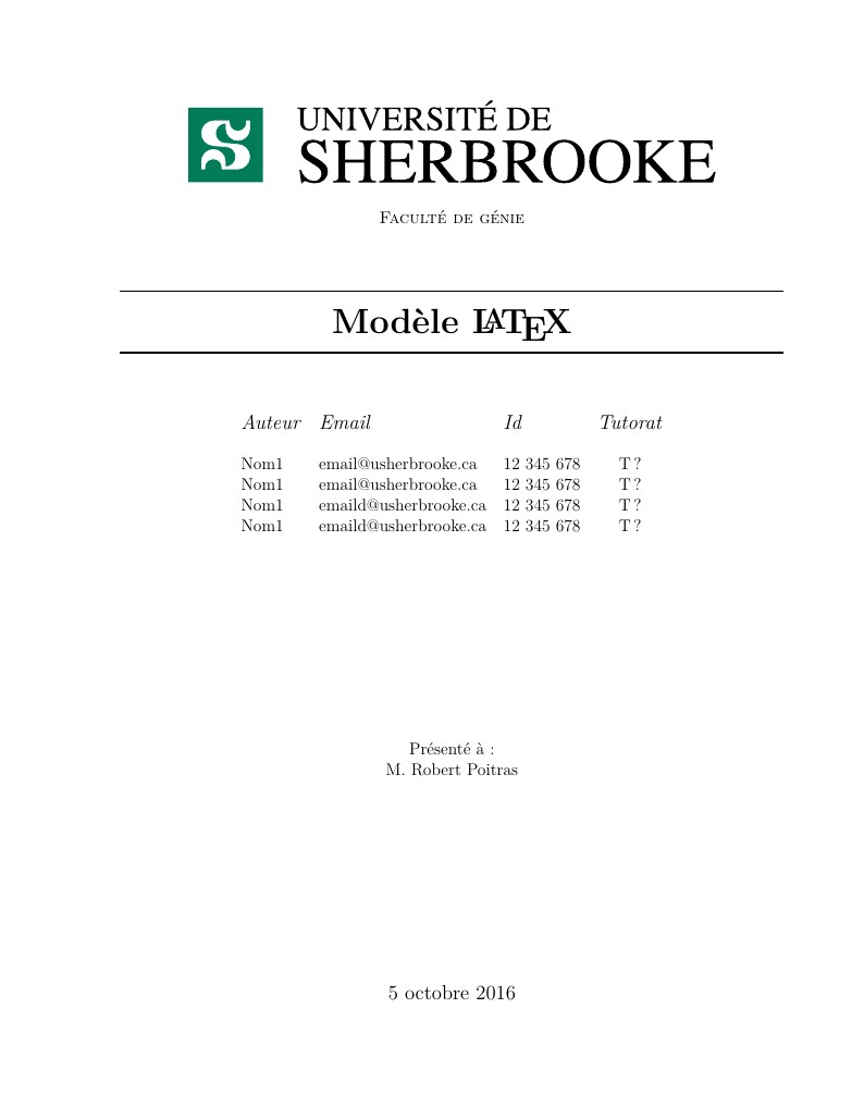 Modèle LaTeX - UdeS