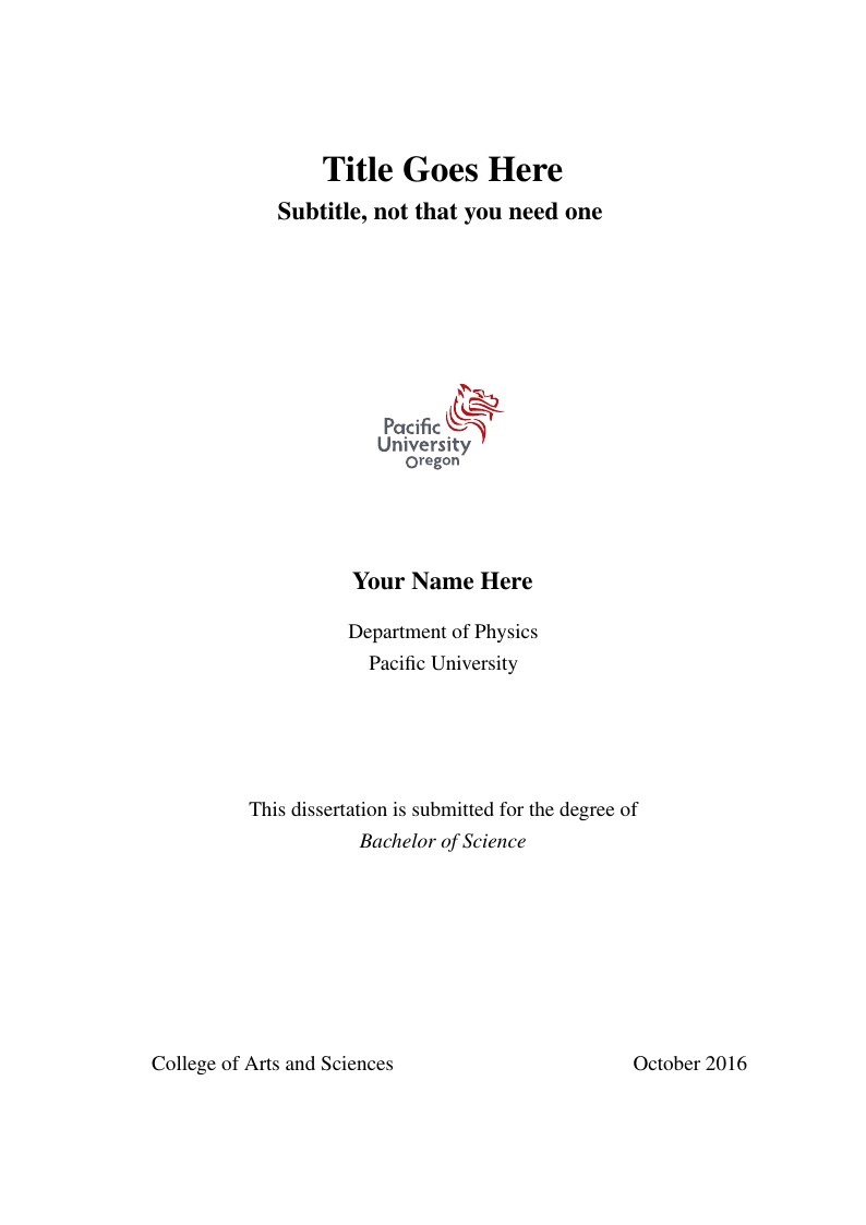 Pacific University Capstone Thesis Template