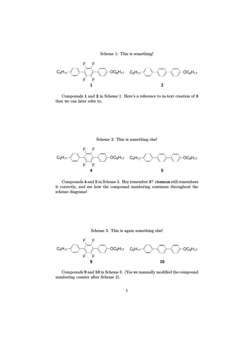 Automatically numbering compounds in chemical schemes