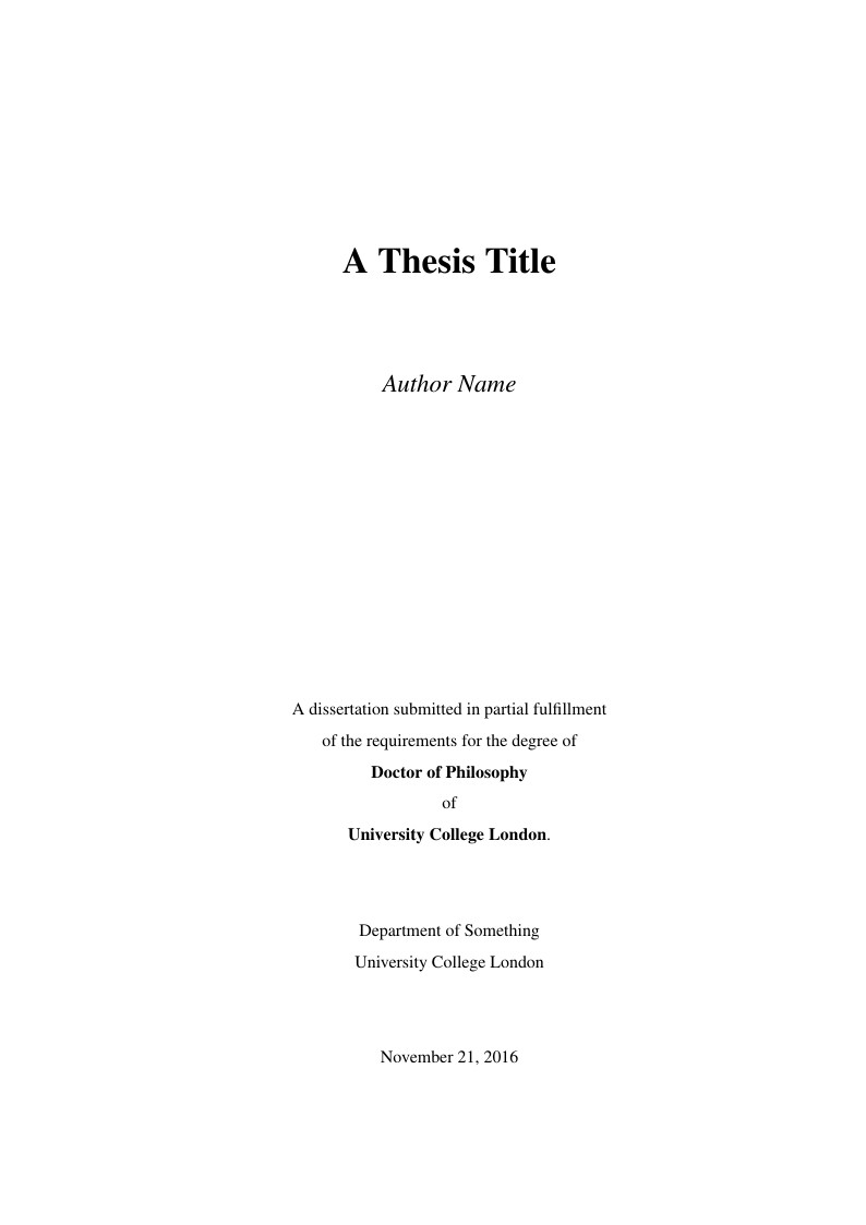 Thesis Template for University College London