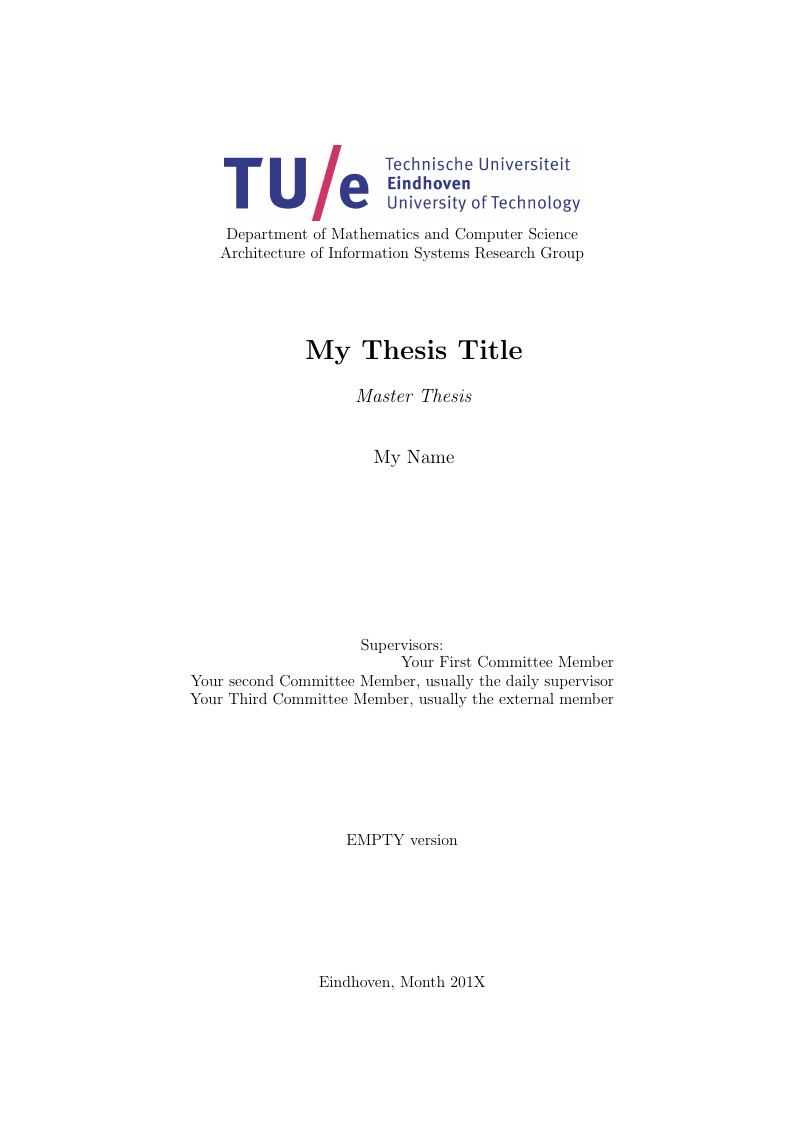 Master Thesis template for Eindhoven University of Technology (TU/e)