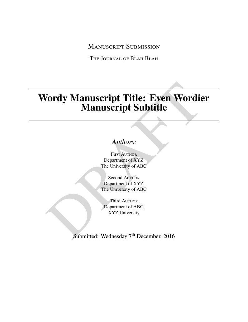 Journal Article Manuscript Template