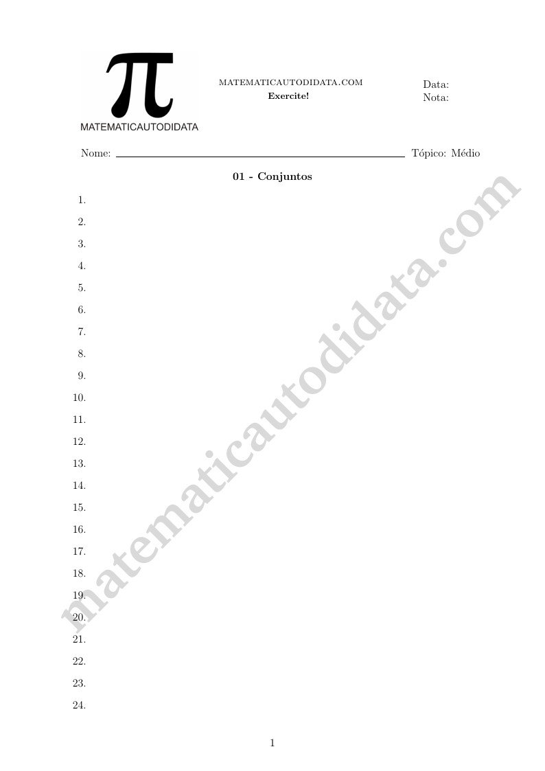 Modelo Lista de Exercício (Matemática Autodidata)
