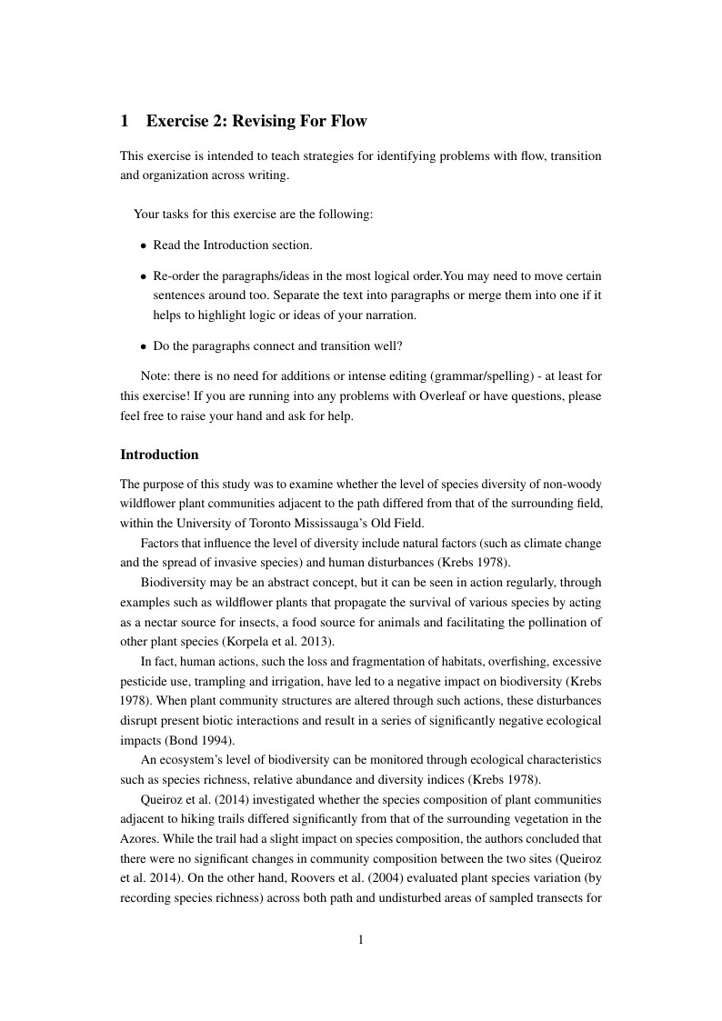 Editing 101: Exercise 2 -  Revising For Flow