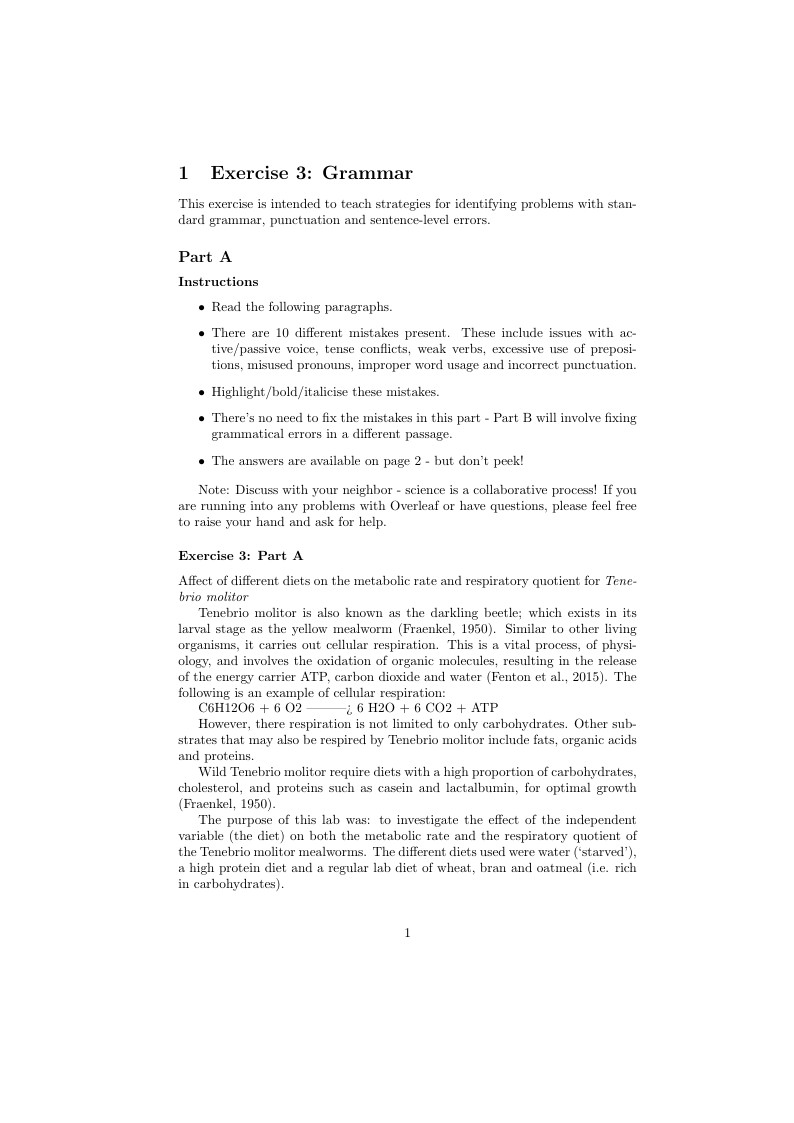 Editing 101: Exercise 3 - Grammar