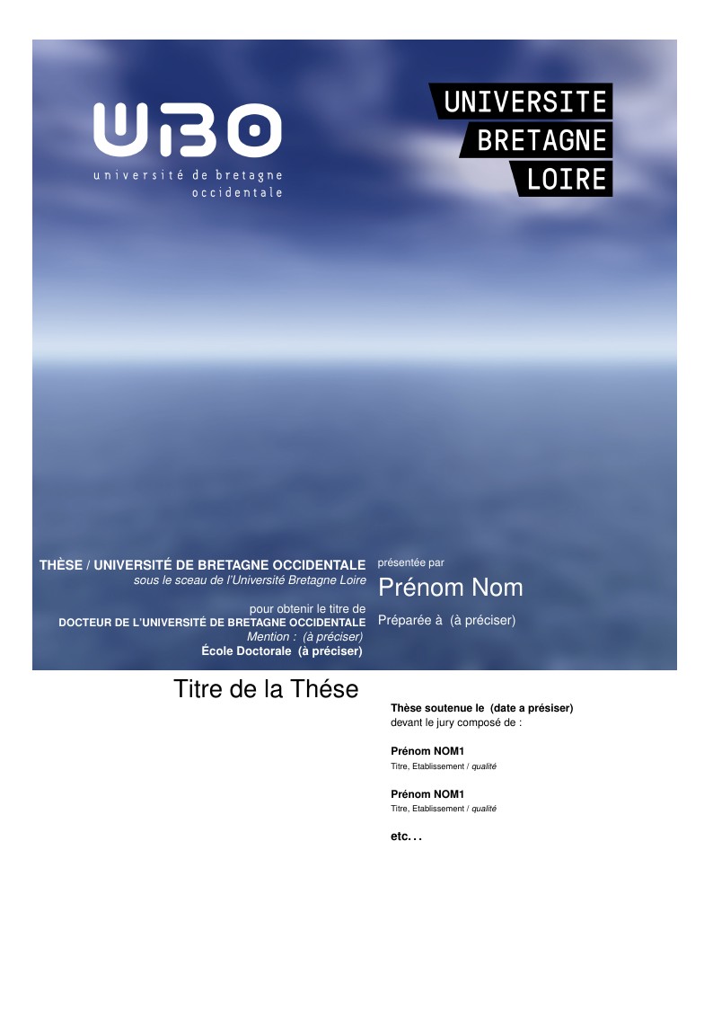 UBO (Université de Bretagne Occidentale) thesis cover template