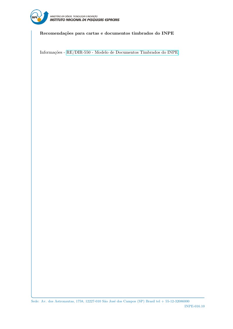 Modelo de documento timbrado do INPE