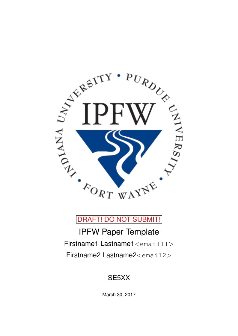 IPFW Paper Template