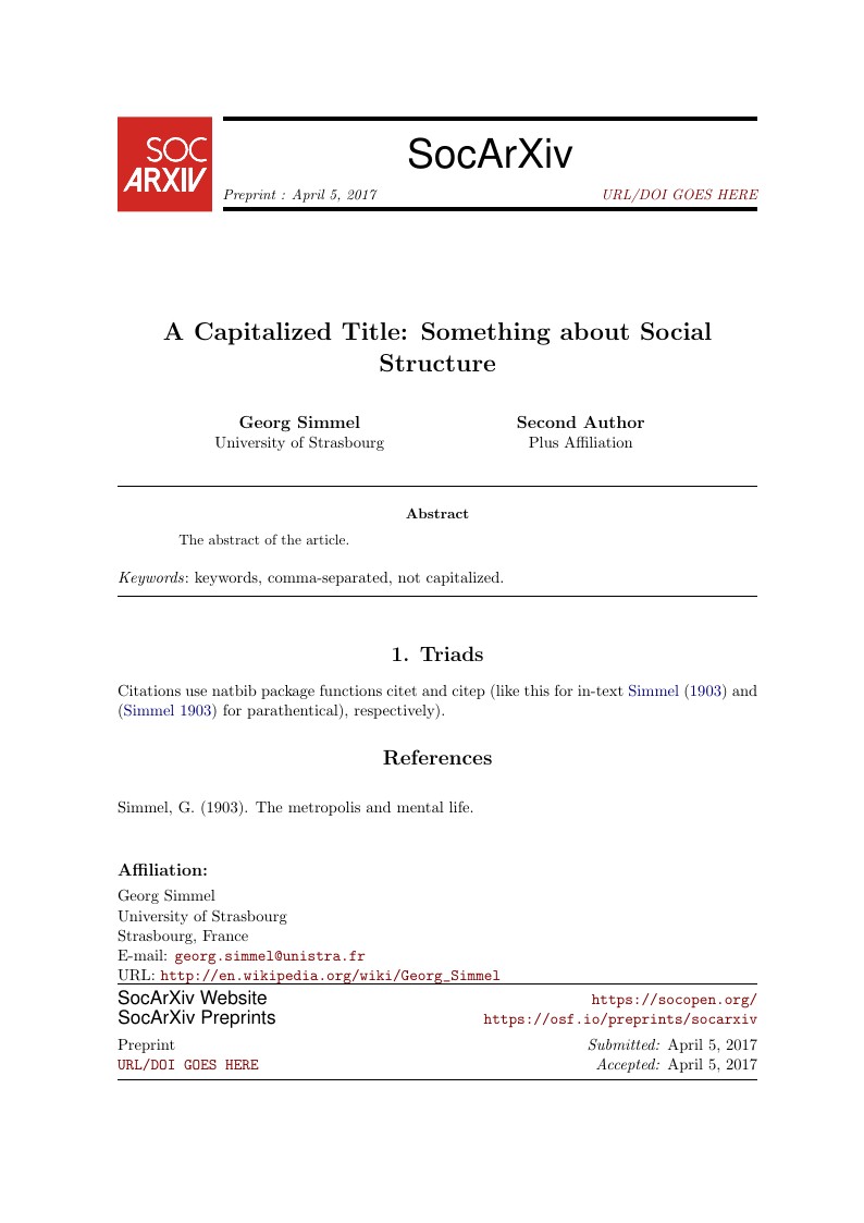 Template for SocArXiv Submissions