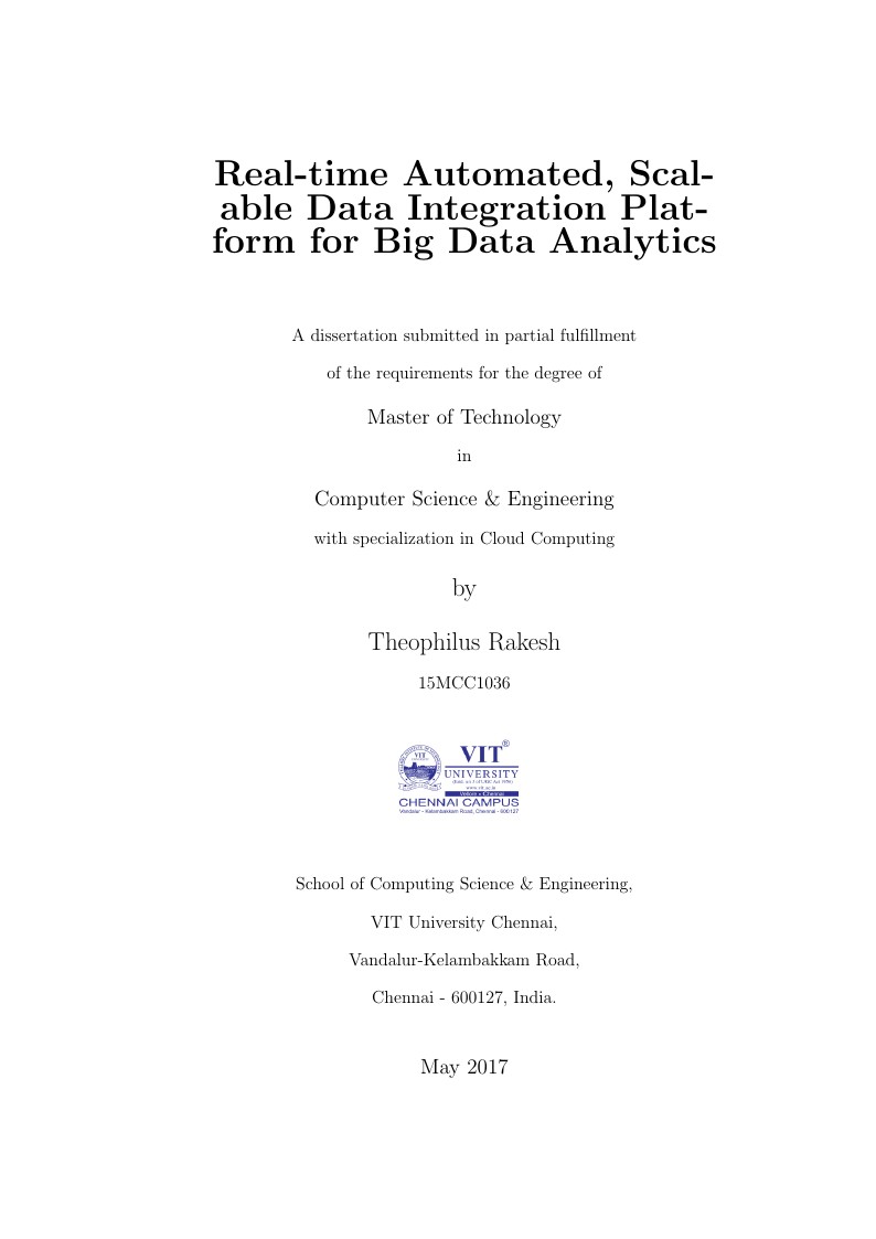 VIT University Master Thesis Template