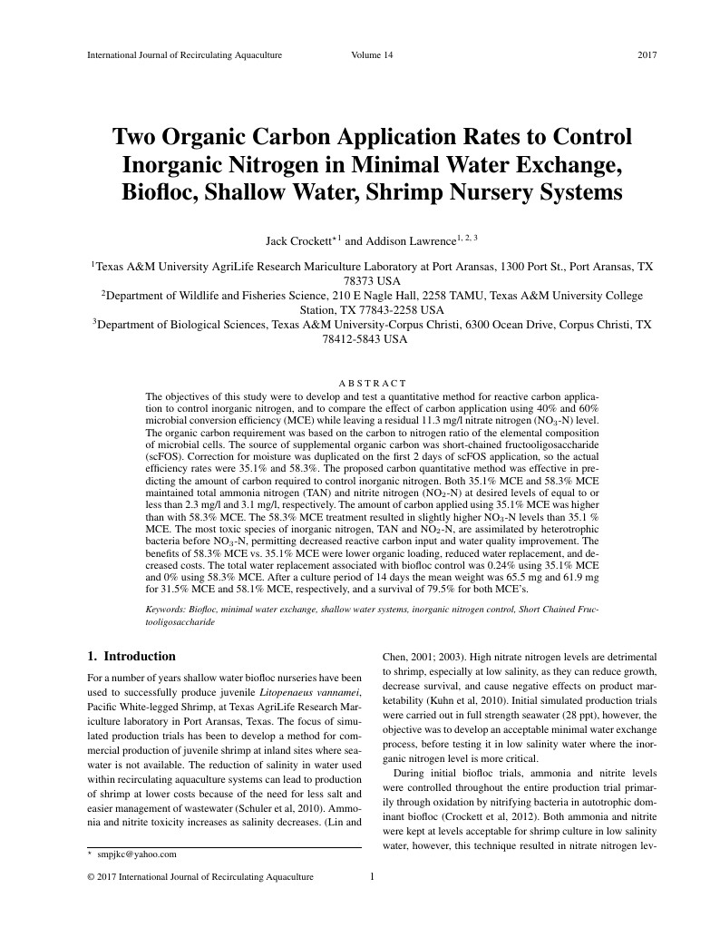 International Journal of Recirculating Aquaculture