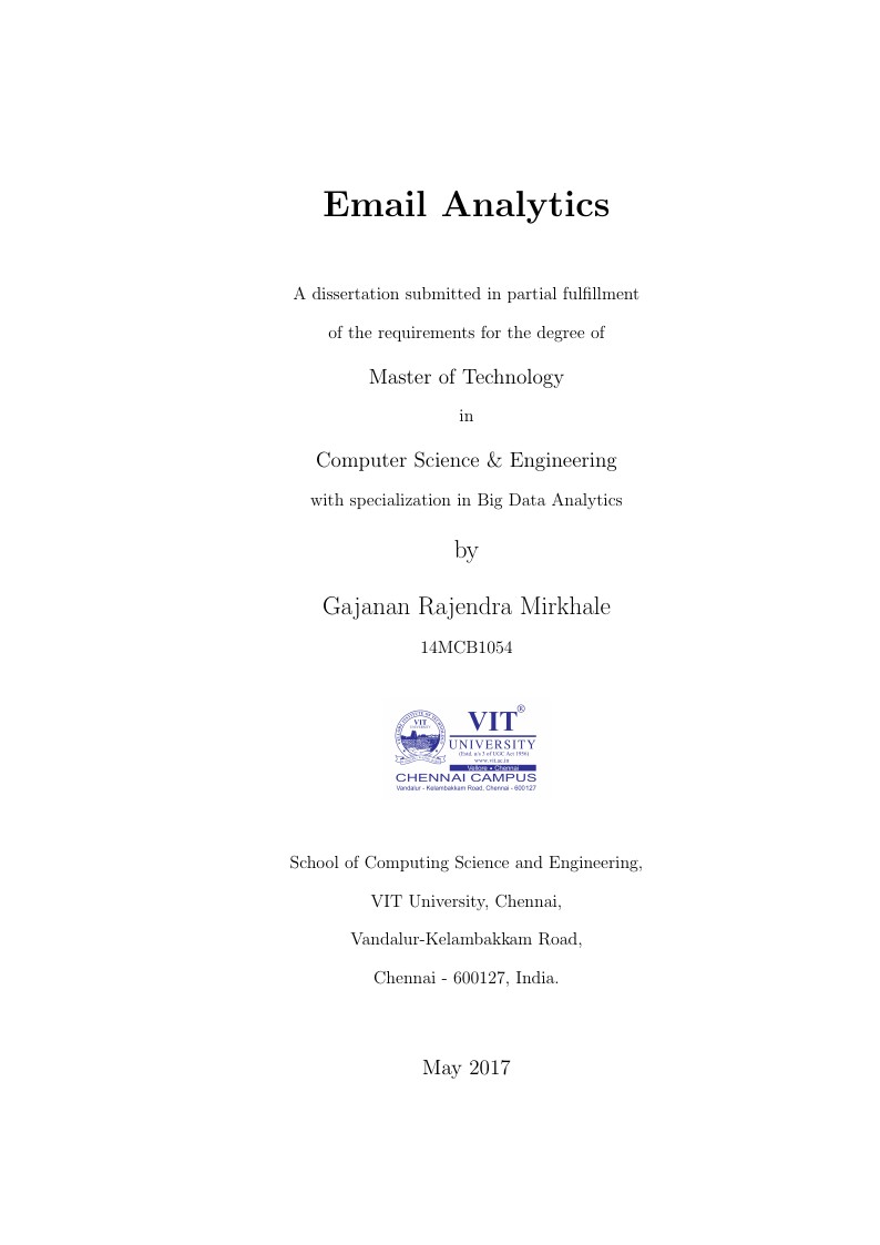 Vit chennai Master thesis for Big data analytics