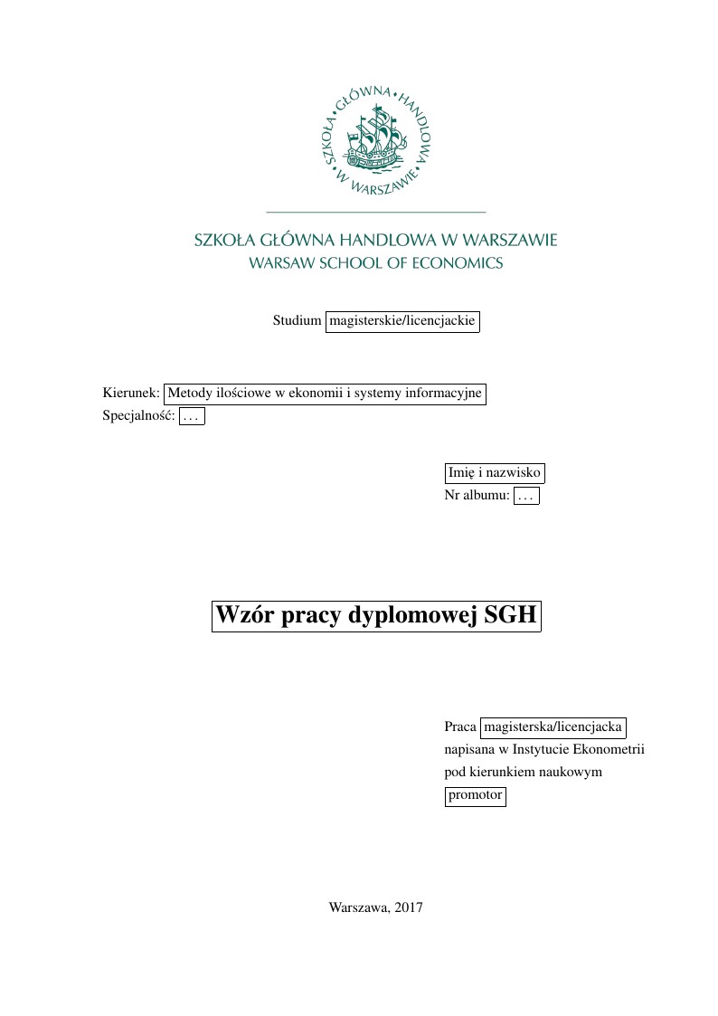 Wzór pracy dyplomowej SGH