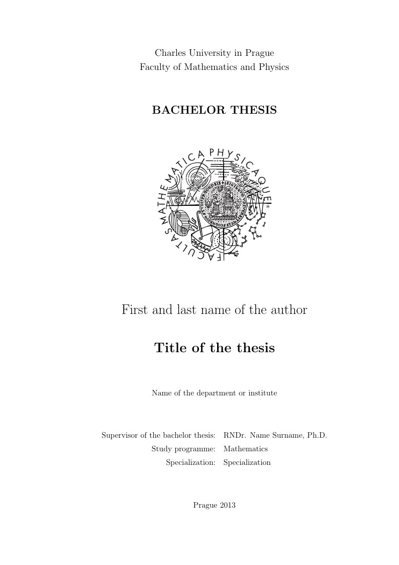 Charles University in Prague, Faculty of Mathematics and Physics Thesis template