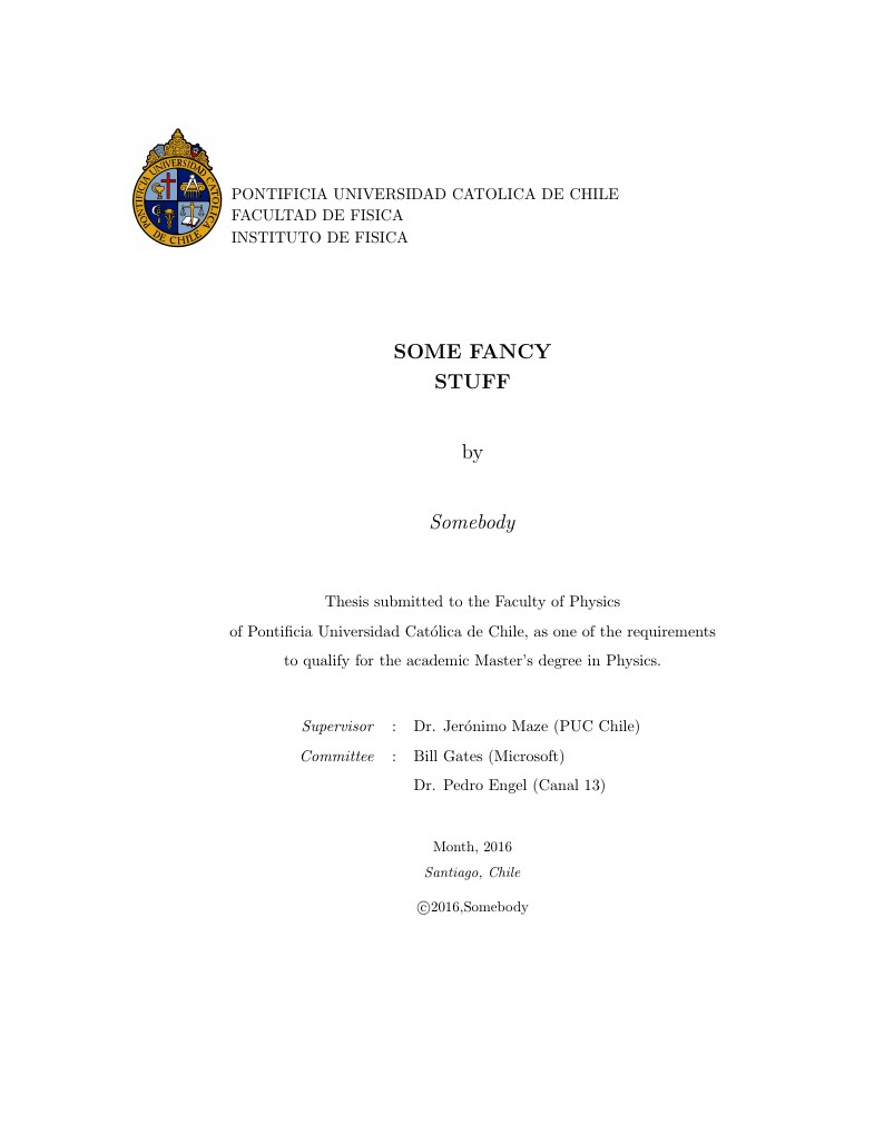 Pontifica Universidad Católica de Chile (PUC Chile) Thesis Template
