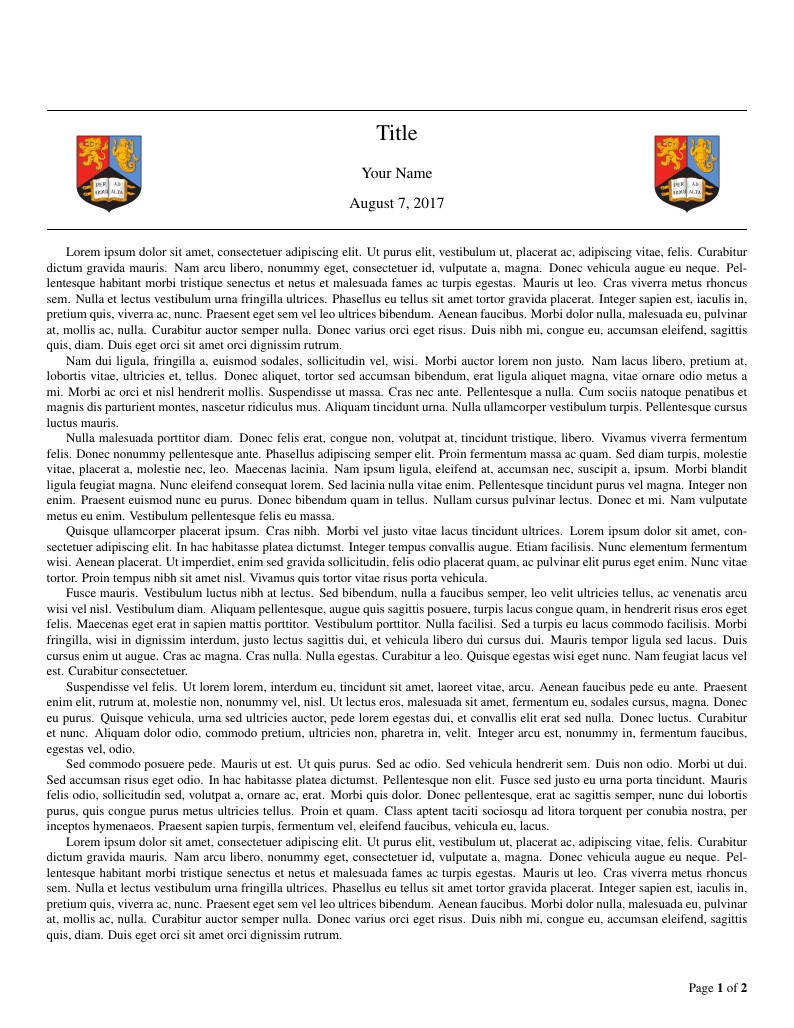 UoB Essay Template (with assorted packages)