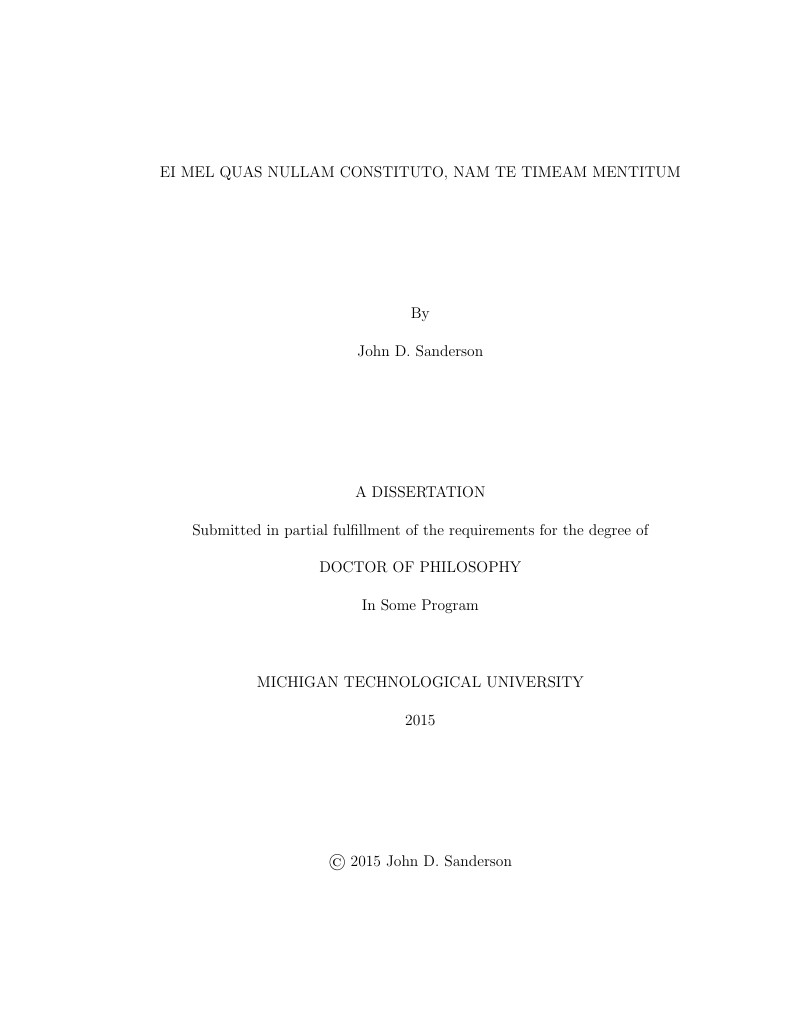 Michigan Technological University (MTU) MS/PhD Template