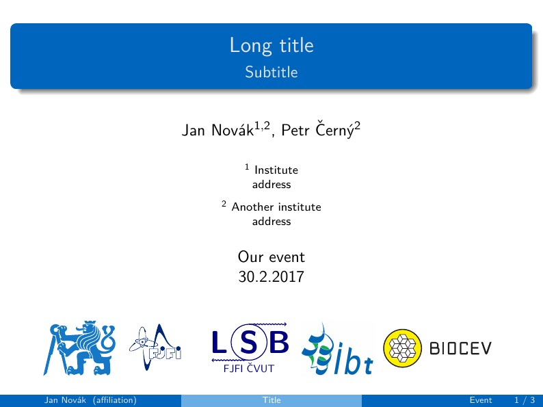 Czech Technical University Colors Beamer Template (Lab. of Structure of Biomolecules)