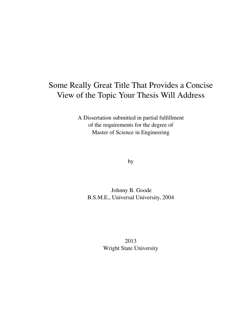 Wright State University Thesis and Dissertation Template