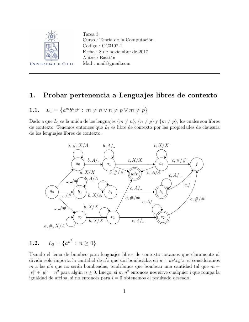 Homework template with Universidad de Chile logo