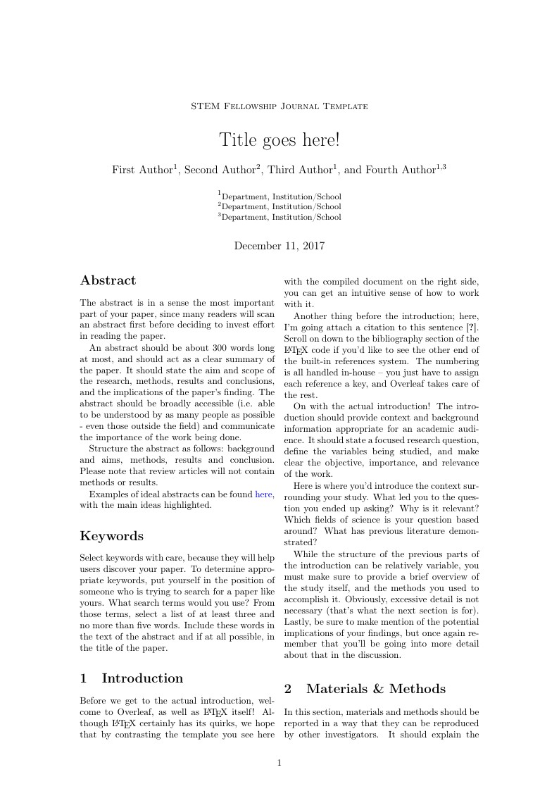 STEM Fellowship Journal Template
