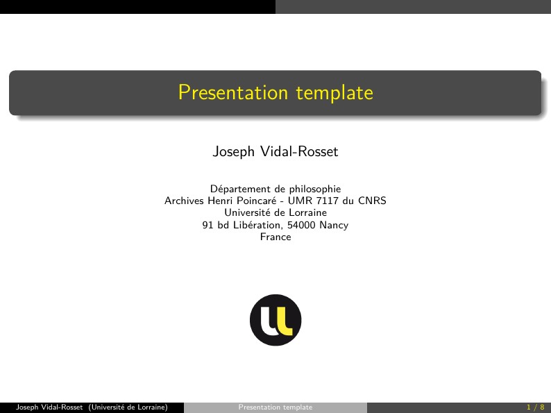 Presentation template for Lorraine University