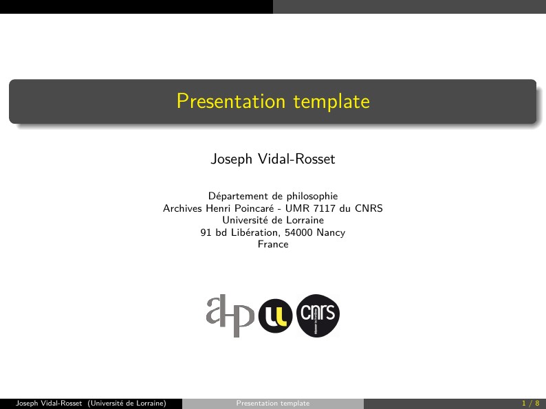 Presentation template for the Archives Poincaré - Lorraine University