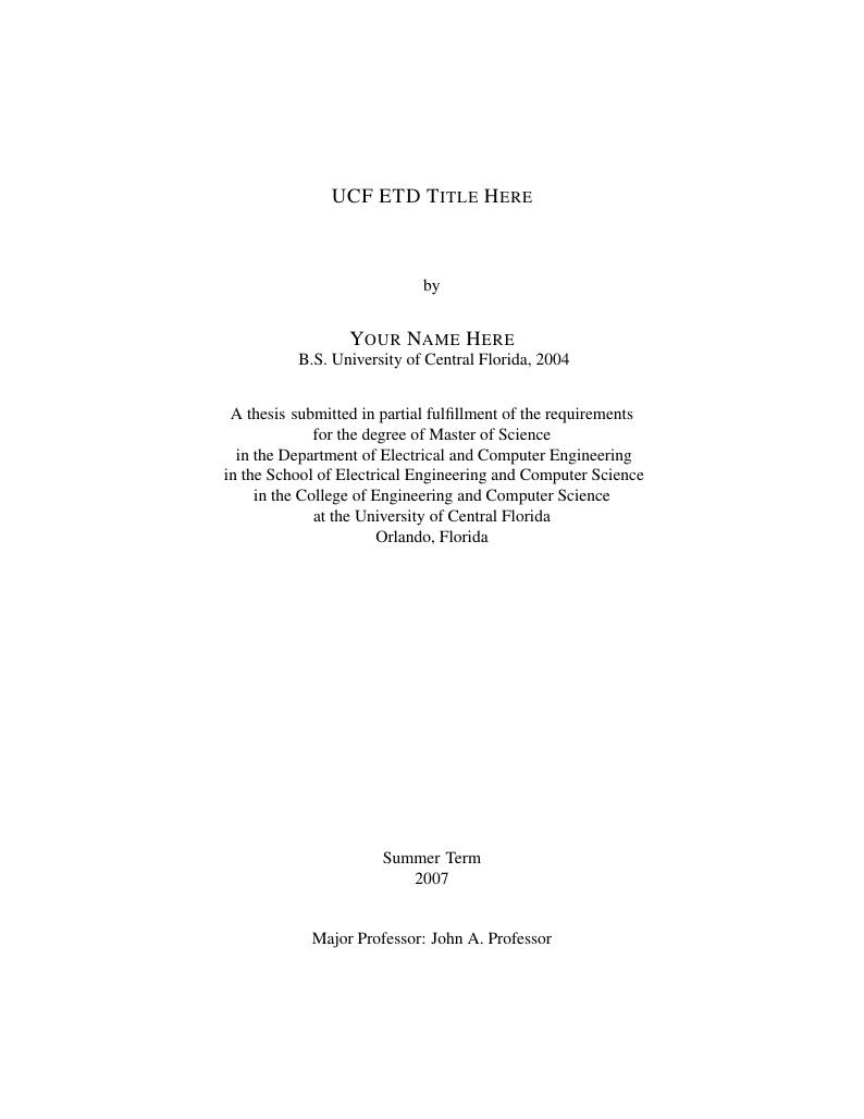 Daniel Gallagher's University of Central Florida ETD Template