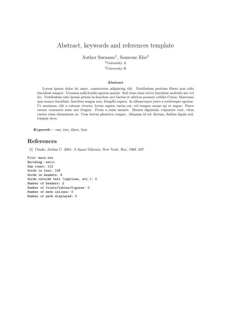 Abstract, Keywords and References